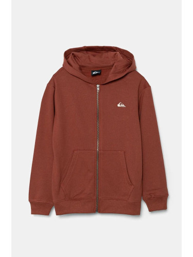 Детски суичър Quiksilver BASIC HOOD ZIP в оранжево с качулка с изчистен дизайн EQBFT03890