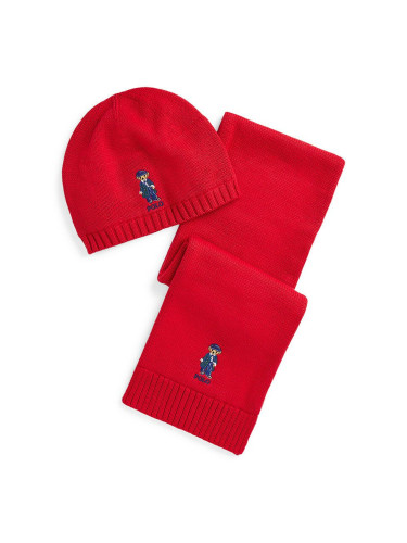 Детска шапка и шал Polo Ralph Lauren в червено 313951763001