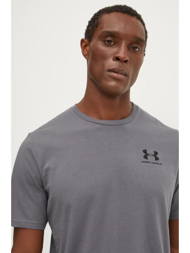 Тениска Under Armour SPORTSTYLE LEFT CHEST в сиво с изчистен дизайн 1326799