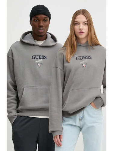 Суичър Guess Originals в сиво с качулка с апликация M4BQ29 K9V31