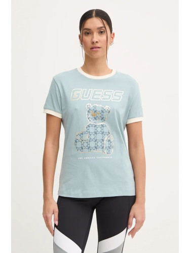 Памучна тениска Guess MIDGE в тюркоазено V4BI02 K8FQ4