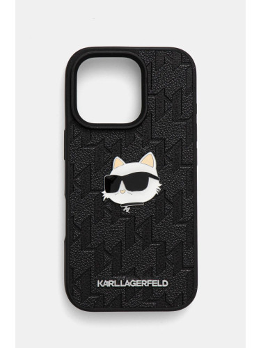 Кейс за телефон Karl Lagerfeld iPhone 16 Pro 6.3 в черно KLHCP16LPGKLCHPK