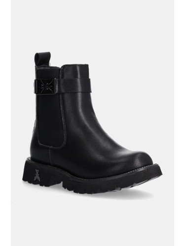 Детски челси боти от кожа Patrizia Pepe Girl в черно  PPJ889