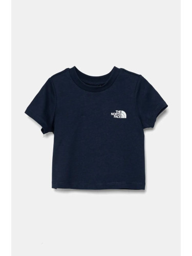 Детска памучна тениска The North Face REDBOX S/S TEE в тъмносиньо с изчистен дизайн NF0A89H58K21