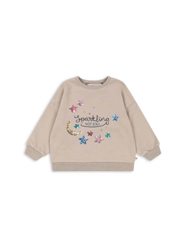 Детски суичър Konges Sløjd LOU SEQUIN SWEATSHIRT OCS в бежово с апликация KS101564