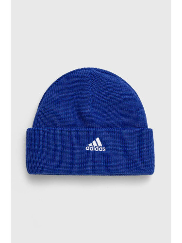 Детска шапка adidas Performance LK BEANIE в синьо от плътен трикотаж IY7843