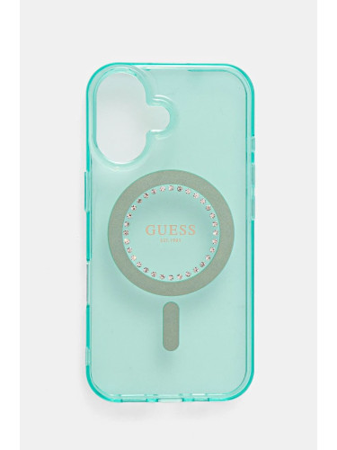 Кейс за телефон Guess iPhone 16 6.1 в тюркоазено GUHMP16SPFTDTEN