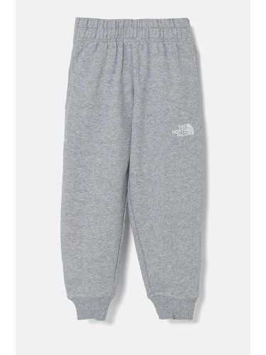 Детски спортен панталон The North Face ESSENTIAL OVERSIZED JOGGERS в сиво с меланжов десен NF0A89HUDYX1