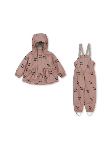 Детски водоустойчив комплект Konges Sløjd RAINY PALME SET GIRL в оранжево KS101287