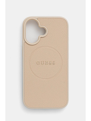 Кейс за телефон Guess iPhone 16 6.1 в бежово GUHMP16SPGHSMME