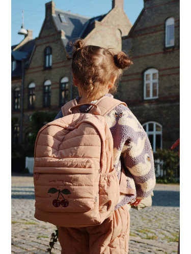 Детска раница Konges Sløjd JUNO QUILTED BACKPACK MIDI в оранжево голям размер с апликация KS101249