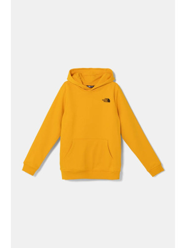 Детски суичър The North Face REDBOX REGULAR P/O HOODIE в жълто с качулка с принт NF0A89H956P1