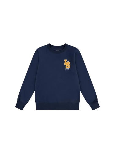 Детски суичър Levi's LS MONOGRAM CREWNECK в тъмносиньо с принт 9EL507