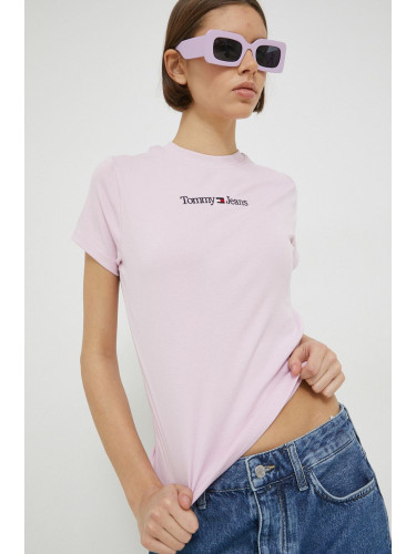 Тениска Tommy Jeans в лилаво