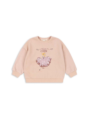 Детски суичър Konges Sløjd LOU GLITTER SWEATSHIRT OCS в бежово с принт KS101562