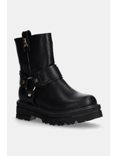 Детски кожени ботуши Patrizia Pepe Girl в черно  PPJ897