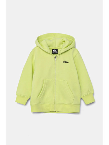 Детски суичър Quiksilver GRAPHIC ZIP HOODIE в зелено с качулка с меланжов десен AQKFT03047