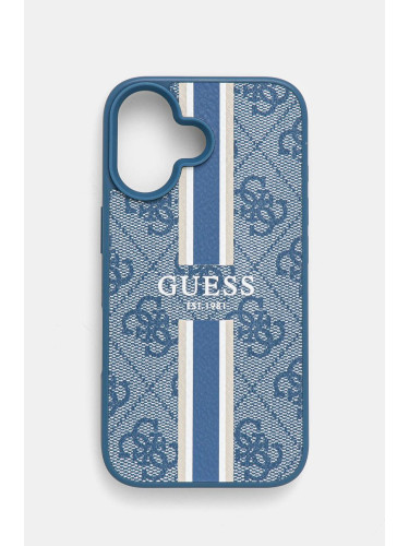 Кейс за телефон Guess iPhone 16 6.1 в синьо GUHMP16SP4RPSB