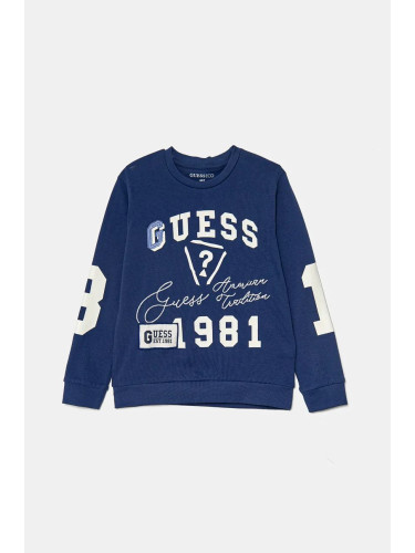 Детска блуза с дълги ръкави Guess в тъмносиньо с принт N4BI13 K8VA3