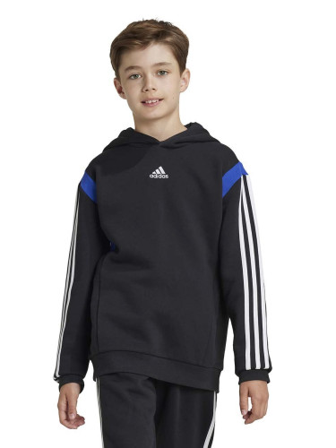 Детски суичър adidas B HD CB в черно с качулка с десен JE0327