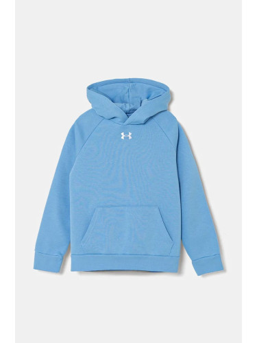 Детски суичър Under Armour UA Rival Fleece в синьо с качулка с апликация