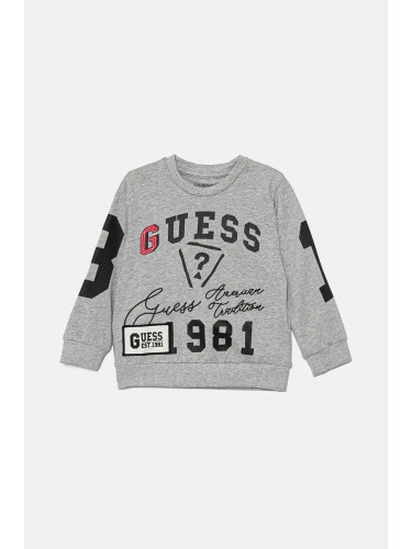 Детска блуза с дълги ръкави Guess в сиво с принт N4BI13 K8VA3