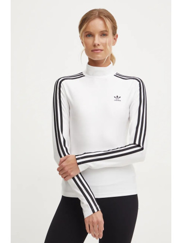 Блуза с дълги ръкави adidas Originals 3-S Trneck Longsleeve в бежово с ниско поло JG1535