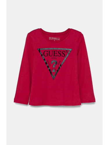 Детска блуза с дълги ръкави Guess в бордо K84I18 K8HM0