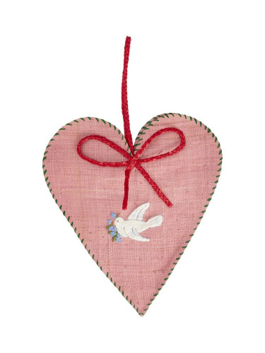 Коледна украса Rice Large Heart Raffia Christmas