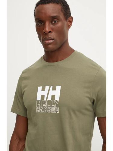 Памучна тениска Helly Hansen CORE GRAPHIC в черно с десен 53936