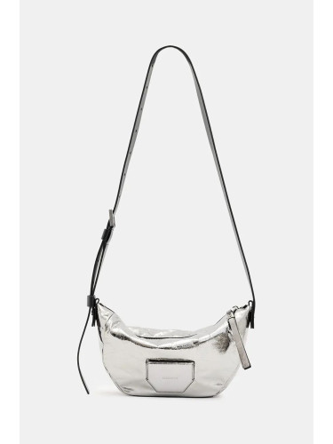 Кожена чанта AllSaints MADEA CROSSBODY в сребристо W231XB