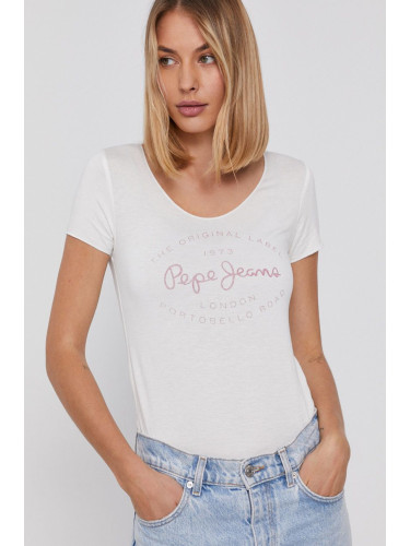 Тениска Pepe Jeans Paiges дамска в бяло