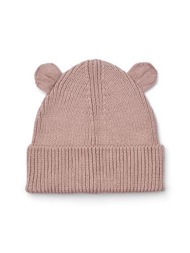 Детска памучна шапка Liewood Gina beanie with ears в розово от памук LW15032