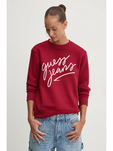 Суичър Guess Jeans в червено с принт W4BQ17 KC811