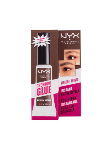 NYX Professional Makeup The Brow Glue Instant Brow Styler Гел и помада за вежди за жени 5 g Нюанс 03 Medium Brown увредена кутия