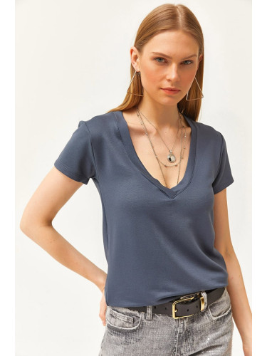 Olalook Women's Smoky Deep V Neck Modal Touch T-Shirt