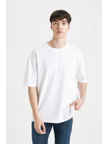 DEFACTO Oversize Wide Pattern Crew Neck Heavy Fabric Short Sleeve Basic Plain T-Shirt X3926az24au