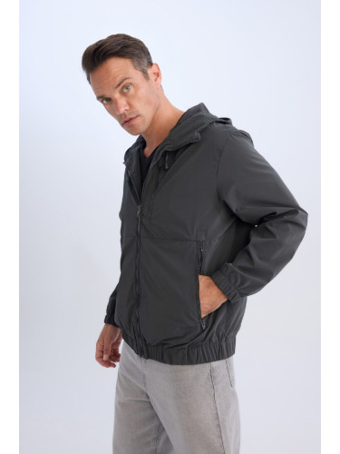 DEFACTO Regular Fit Hooded Jacket Zippered Pocket Mesh Lined Seasonal