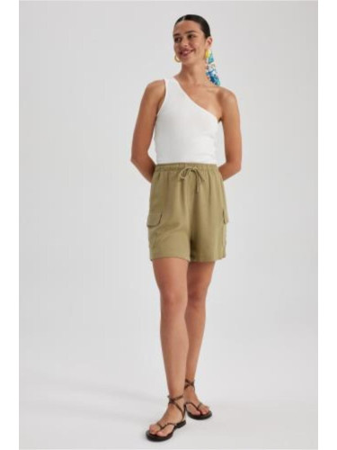 DEFACTO High Waist Short Leg Linen Blended Shorts