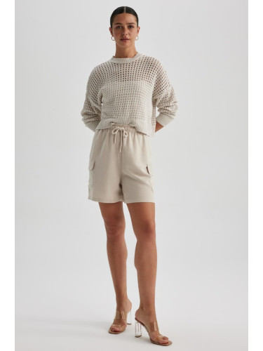 DEFACTO High Waist Short Leg Linen Blended Shorts