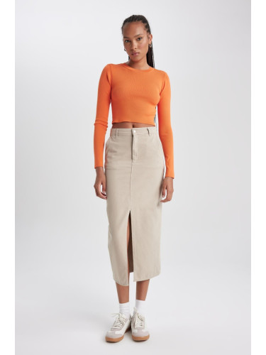 DEFACTO Slit Gabardine Midi Skirt