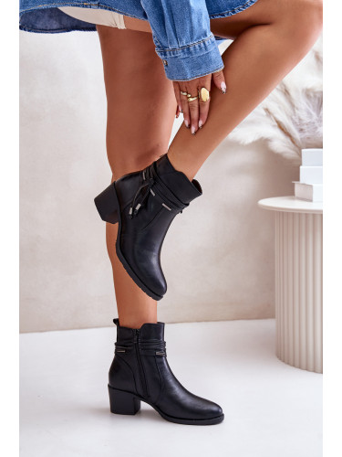 Women's ankle boots with heel insulated black Lobina