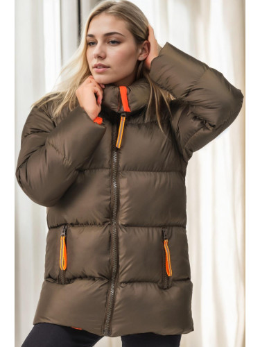 Z6682 DEWBERRY WOMEN'S COAT-KHAKI-1