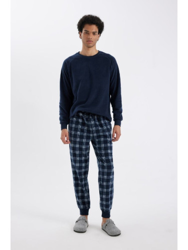 DEFACTO Regular Fit Patterned Pocketed Fleece Pajama Bottoms