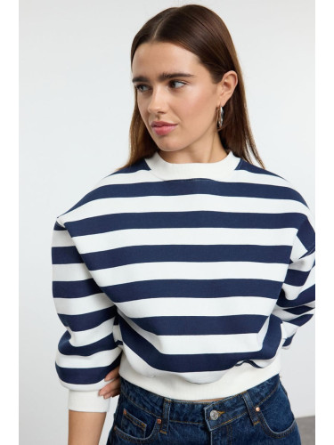 Trendyol Navy Blue Striped Regular/Normal Pattern Knitted Sweatshirt