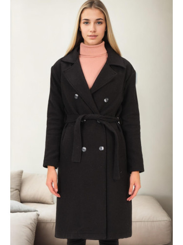 Z6765 DEWBERRY WOMEN'S COAT-BLACK-2