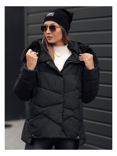 Women's winter jacket FIXMIX quilted with hood black Dstreet