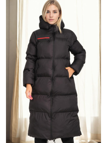 Z6756 DEWBERRY LADIES INFLATABLE COAT-BLACK-1