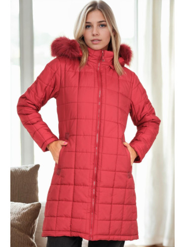 Z6653 DEWBERRY LADIES' COAT-BURGUNDY-1