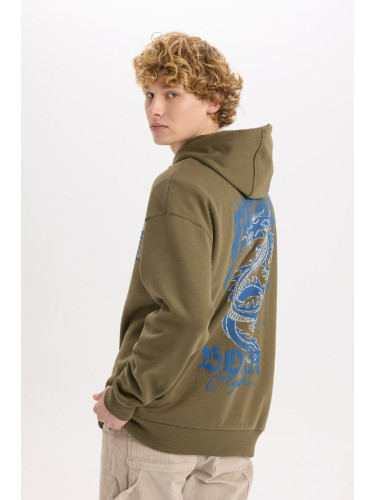 DEFACTO Boxy Fit Hooded Back Printed Sweatshirt